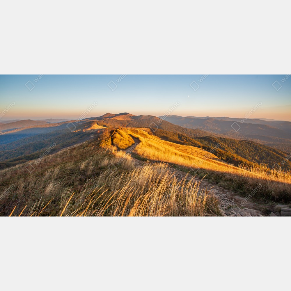 Naklejka na lodówkę złota grzęda górska o zachodzie słońca – Wallissimo® Naklejka na lodówkę złota grzęda górska o zachodzie słońca – Wallissimo®