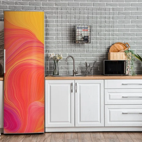 Naklejka na lodówkę turkusowo-złota abstrakcja płynna – Wallissimo®