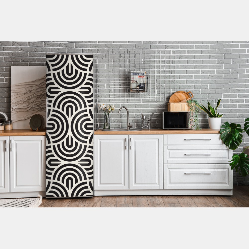 Naklejka na lodówkę czarno-biały geometryczny wzór – Wallissimo® Naklejka na lodówkę czarno-biały geometryczny wzór – Wallissimo®
