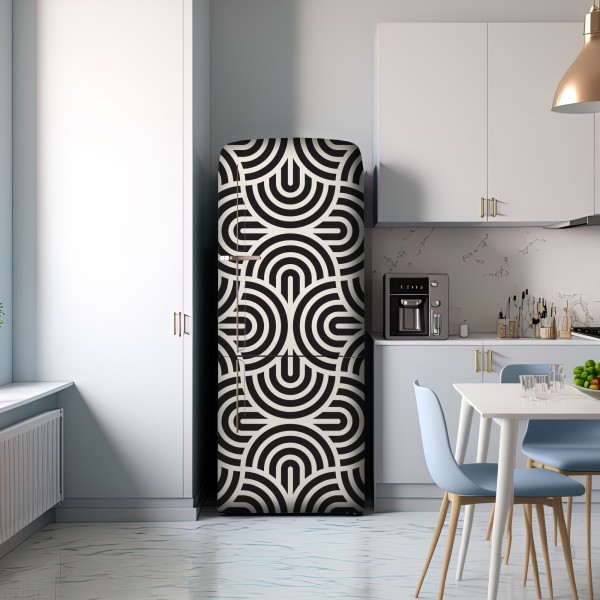 Naklejka na lodówkę czarno-biały geometryczny wzór – Wallissimo® Naklejka na lodówkę czarno-biały geometryczny wzór – Wallissimo®