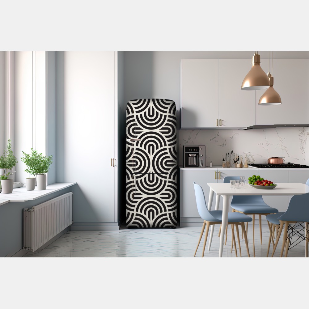 Naklejka na lodówkę czarno-biały geometryczny wzór – Wallissimo® Naklejka na lodówkę czarno-biały geometryczny wzór – Wallissimo®