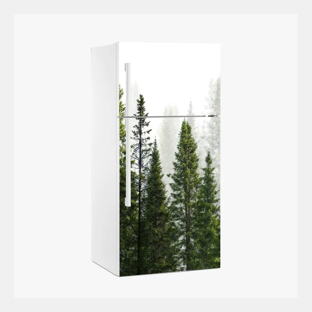 Naklejka na lodówkę mglisty las jodłowy – Wallissimo® Naklejka na lodówkę mglisty las jodłowy – Wallissimo®