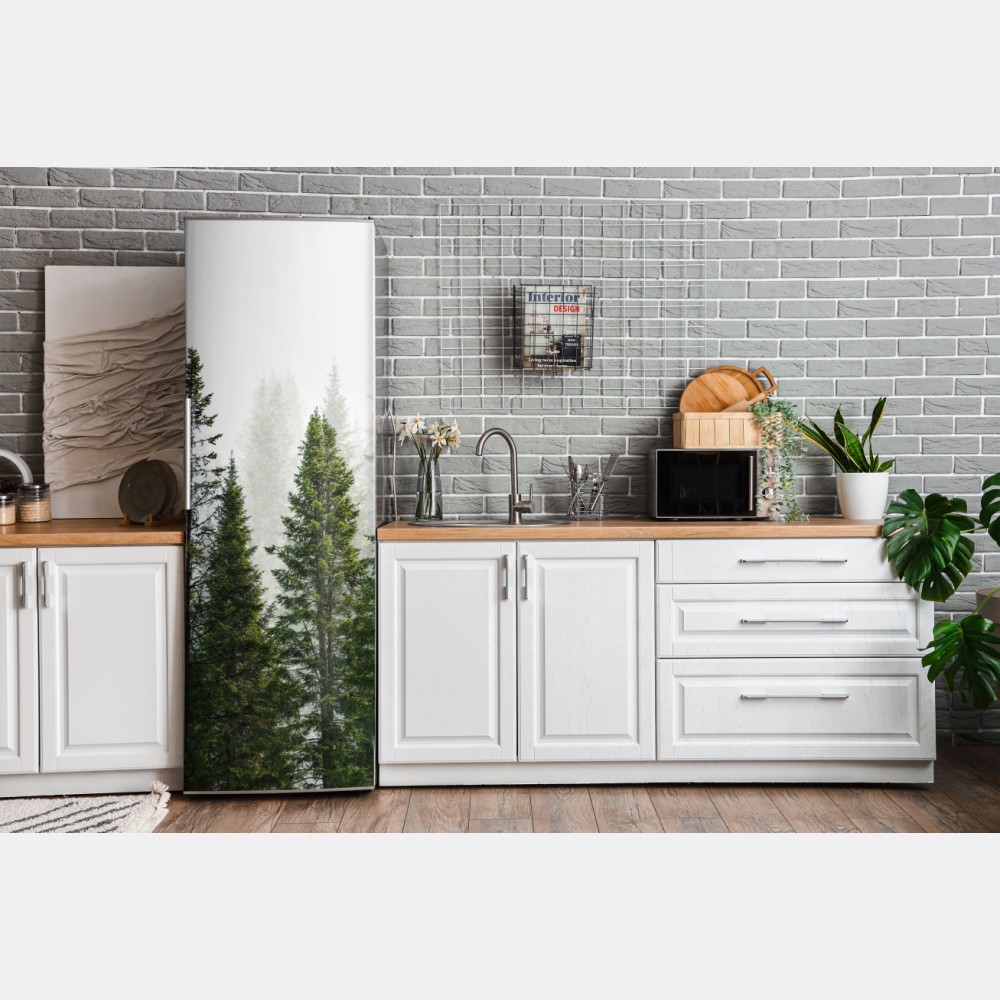 Naklejka na lodówkę mglisty las jodłowy – Wallissimo® Naklejka na lodówkę mglisty las jodłowy – Wallissimo®
