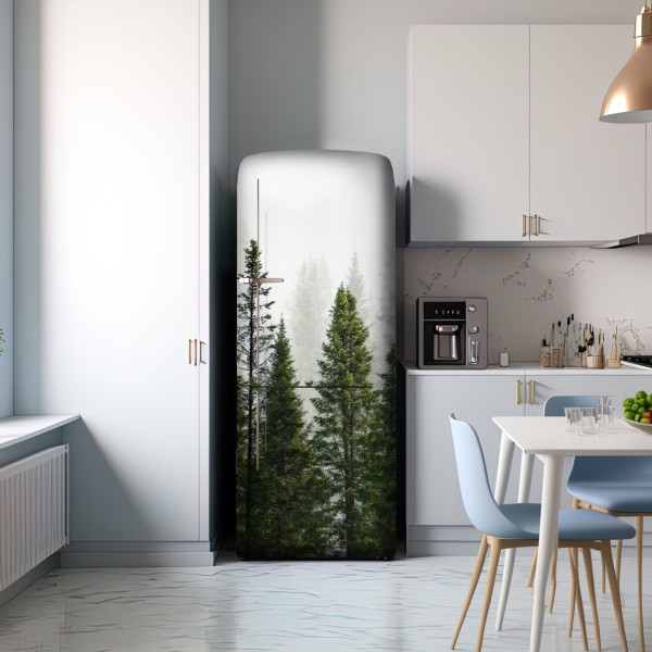 Naklejka na lodówkę mglisty las jodłowy – Wallissimo® Naklejka na lodówkę mglisty las jodłowy – Wallissimo®