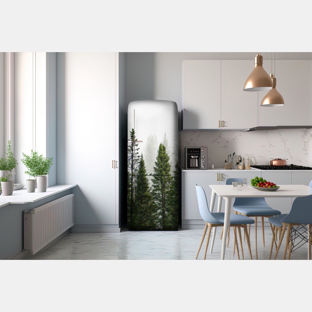 Naklejka na lodówkę mglisty las jodłowy – Wallissimo® Naklejka na lodówkę mglisty las jodłowy – Wallissimo®