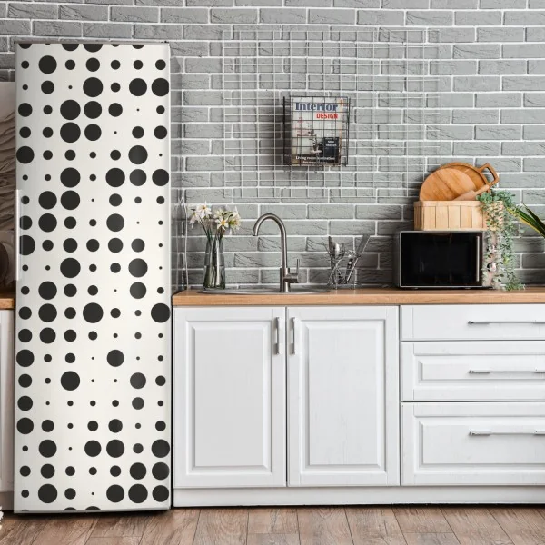 Naklejka na lodówkę turkusowo-złota abstrakcja płynna – Wallissimo®