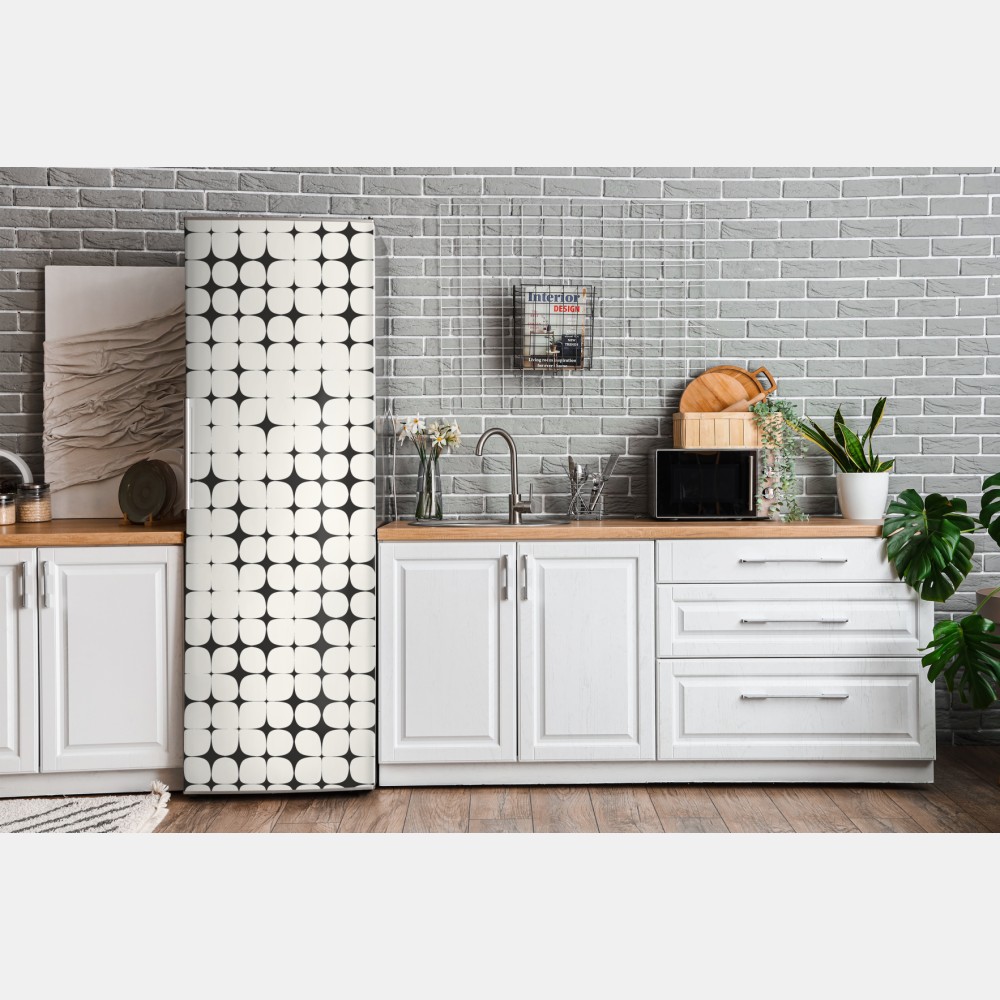 Naklejka na lodówkę monochromatyczny geometryczny wzór z kropkami – Wallissimo® Naklejka na lodówkę monochromatyczny geometryczny wzór z kropkami – Wallissimo®