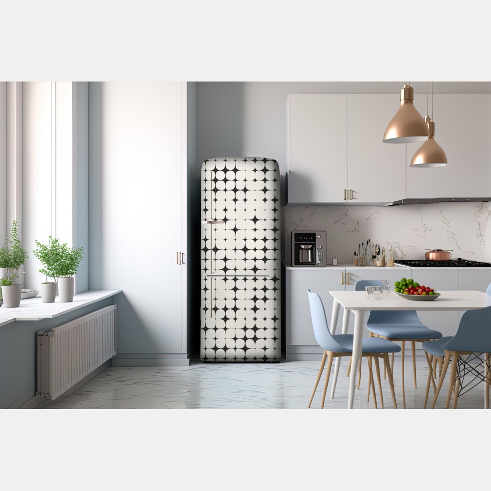 Naklejka na lodówkę monochromatyczny geometryczny wzór z kropkami – Wallissimo® Naklejka na lodówkę monochromatyczny geometryczny wzór z kropkami – Wallissimo®