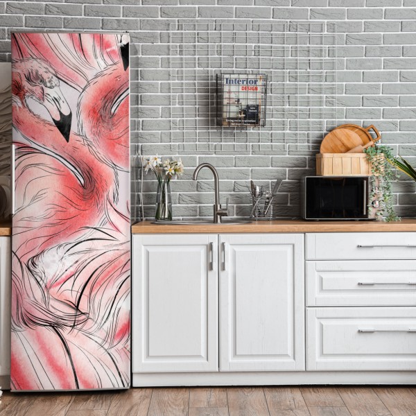 Naklejka na lodówkę koi, lilie wodne i ważki na błękitnym stawie – Wallissimo®