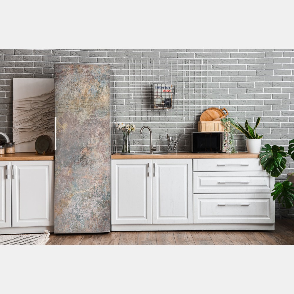 Naklejka na lodówkę subtelna teksturowana abstrakcja w ciepłych neutralnych tonach – Wallissimo® Naklejka na lodówkę subtelna teksturowana abstrakcja w ciepłych neutralnych tonach – Wallissimo®