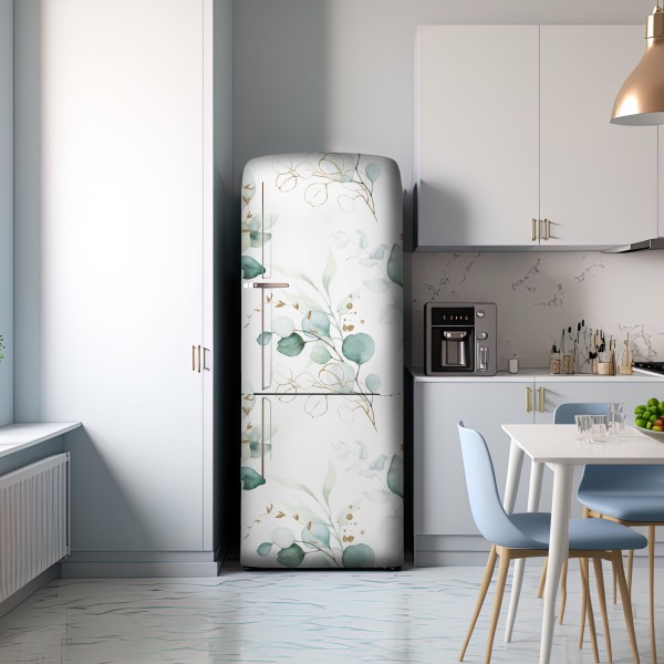 Naklejka na lodówkę akwarelowy wzór eukaliptusa w zieleni – Wallissimo® Naklejka na lodówkę akwarelowy wzór eukaliptusa w zieleni – Wallissimo®