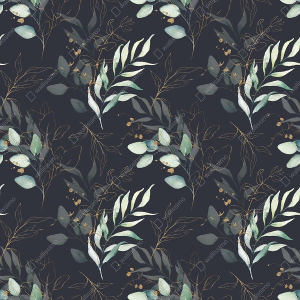 Naklejka na lodówkę akwarelowe liście eukaliptusa na ciemnym tle – Wallissimo® Naklejka na lodówkę akwarelowe liście eukaliptusa na ciemnym tle – Wallissimo®