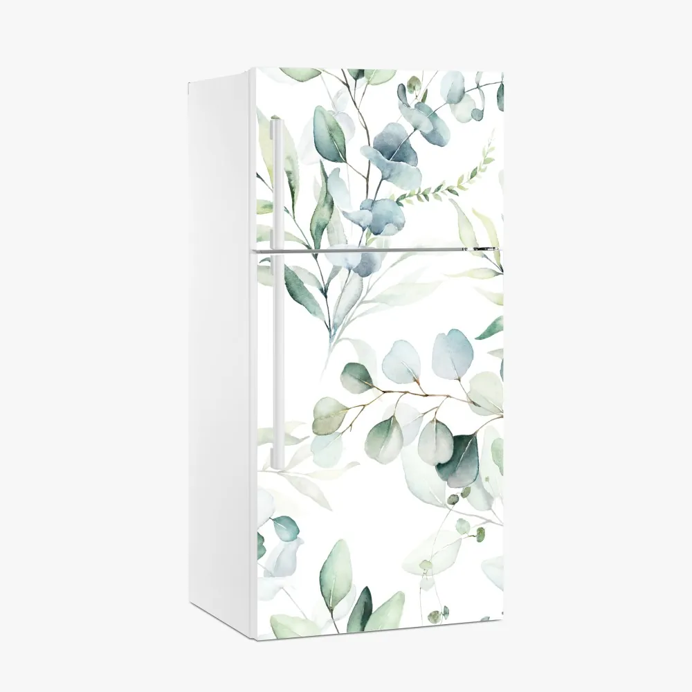Naklejka na lodówkę akwarelowy wzór eukaliptusa i liści – Wallissimo® Naklejka na lodówkę akwarelowy wzór eukaliptusa i liści – Wallissimo®