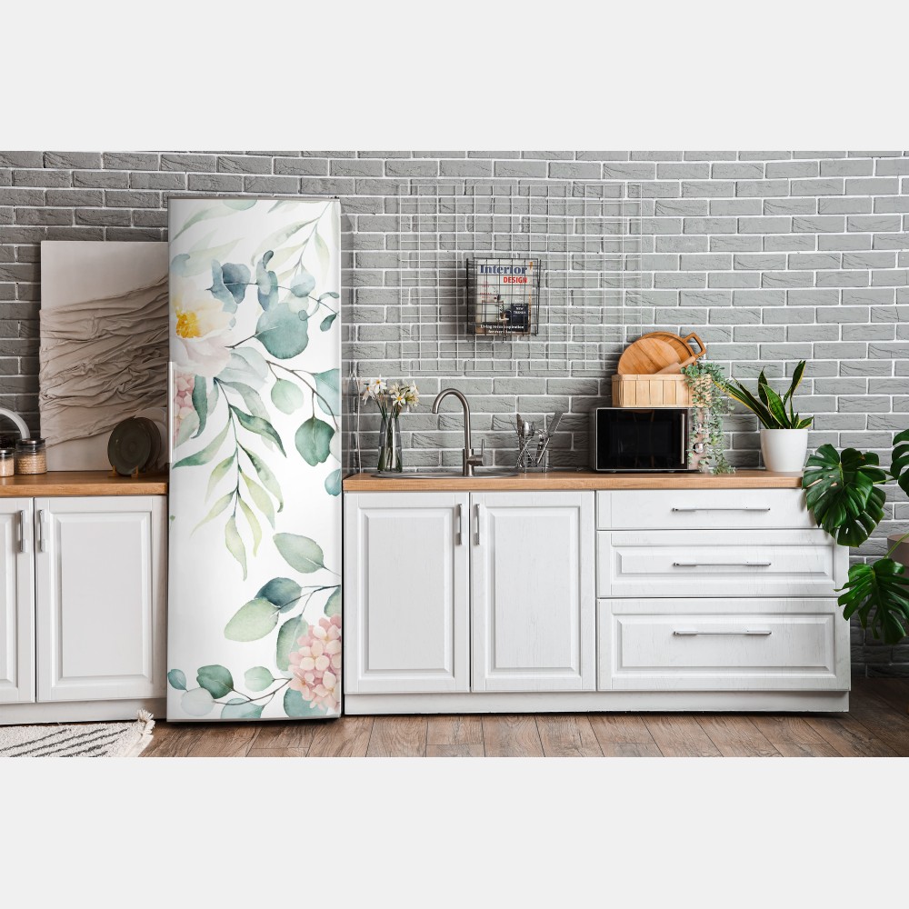 Naklejka na lodówkę delikatny akwarelowy bukiet kwiatów – Wallissimo® Naklejka na lodówkę delikatny akwarelowy bukiet kwiatów – Wallissimo®