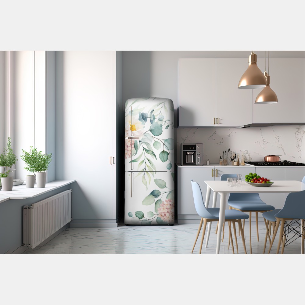 Naklejka na lodówkę delikatny akwarelowy bukiet kwiatów – Wallissimo® Naklejka na lodówkę delikatny akwarelowy bukiet kwiatów – Wallissimo®