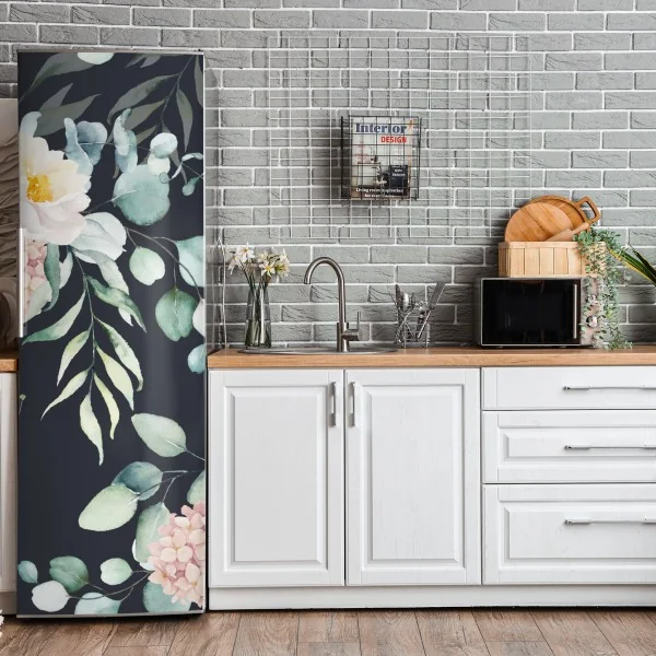 Naklejka na lodówkę biała tekstura marmuru z szarymi żyłkami – Wallissimo®