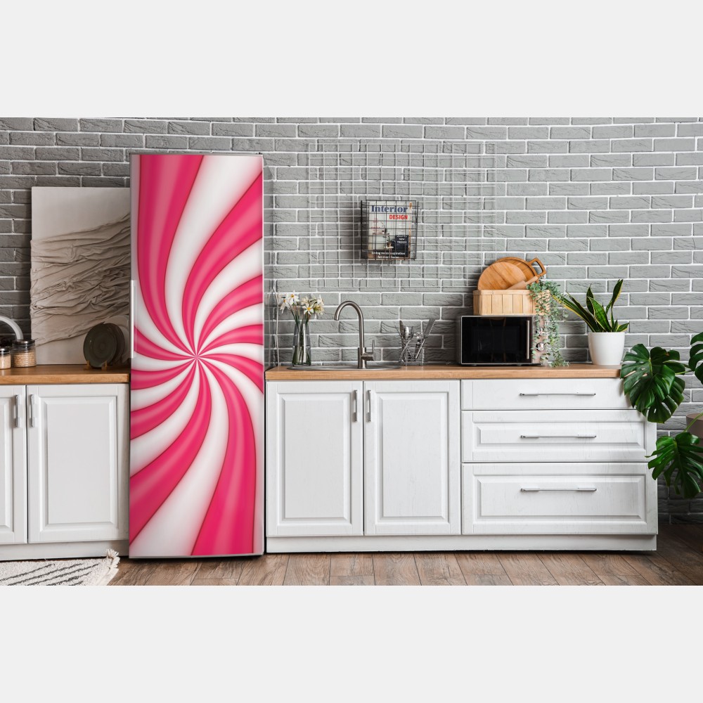Naklejka na lodówkę różowa cukierkowa spirala – Wallissimo® Naklejka na lodówkę różowa cukierkowa spirala – Wallissimo®