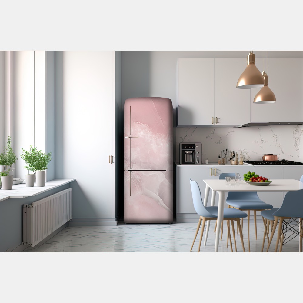 Naklejka na lodówkę delikatna różowa tekstura marmuru – Wallissimo® Naklejka na lodówkę delikatna różowa tekstura marmuru – Wallissimo®
