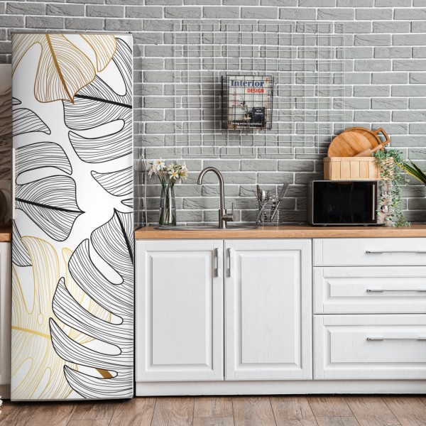 Naklejka na lodówkę turkusowy wzór łusek z złotymi detalami – Wallissimo®