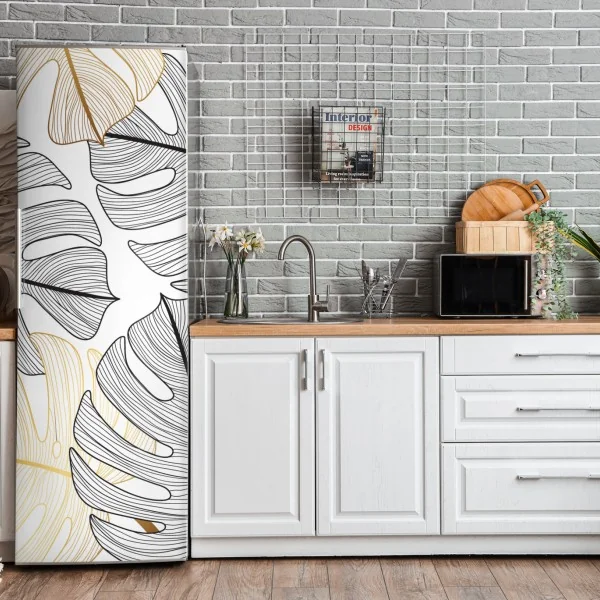 Naklejka na lodówkę złoty wzór art deco – Wallissimo®