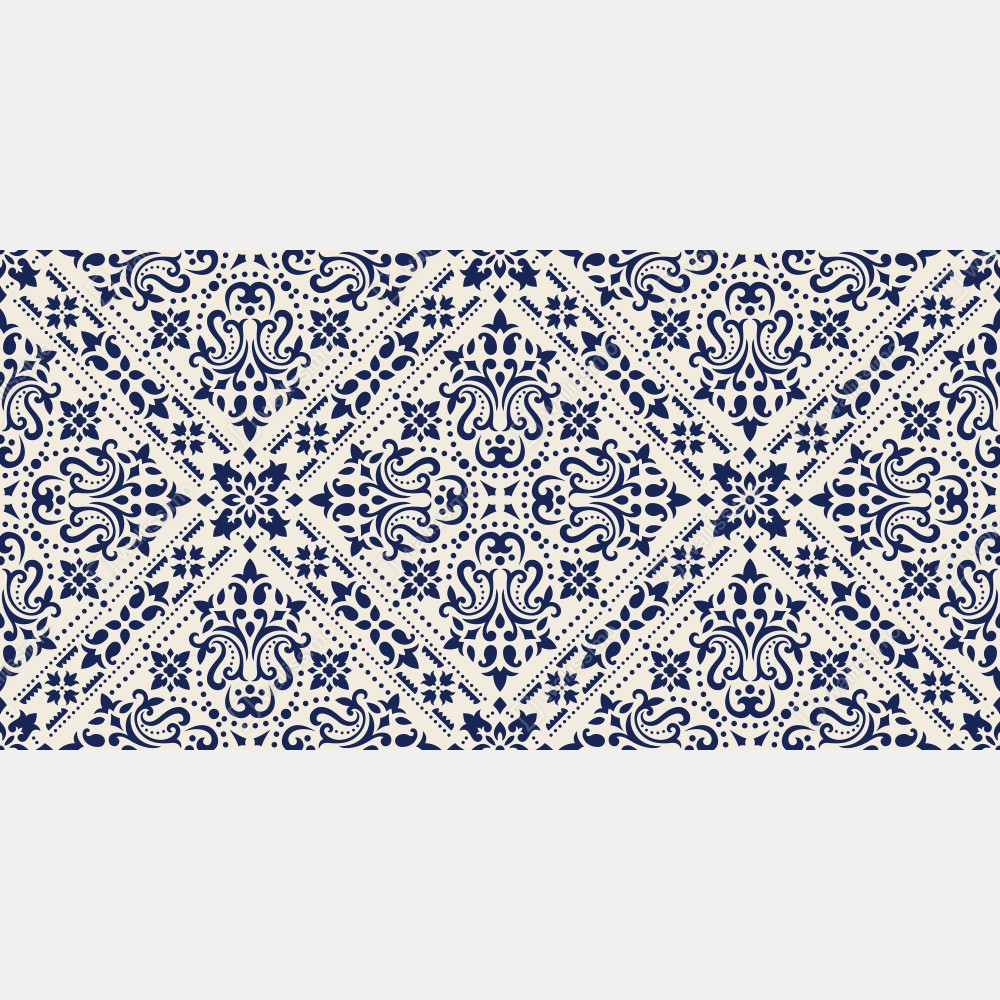 Naklejka na lodówkę granatowy wzór damaskowy na płytkach – Wallissimo® Naklejka na lodówkę granatowy wzór damaskowy na płytkach – Wallissimo®
