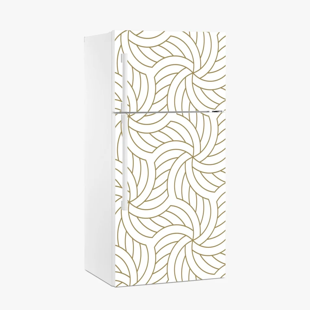 Naklejka na lodówkę złoty geometryczny wzór spiralny – Wallissimo® Naklejka na lodówkę złoty geometryczny wzór spiralny – Wallissimo®