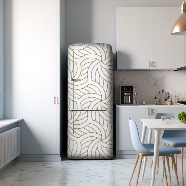 Naklejka na lodówkę złoty geometryczny wzór spiralny – Wallissimo® Naklejka na lodówkę złoty geometryczny wzór spiralny – Wallissimo®