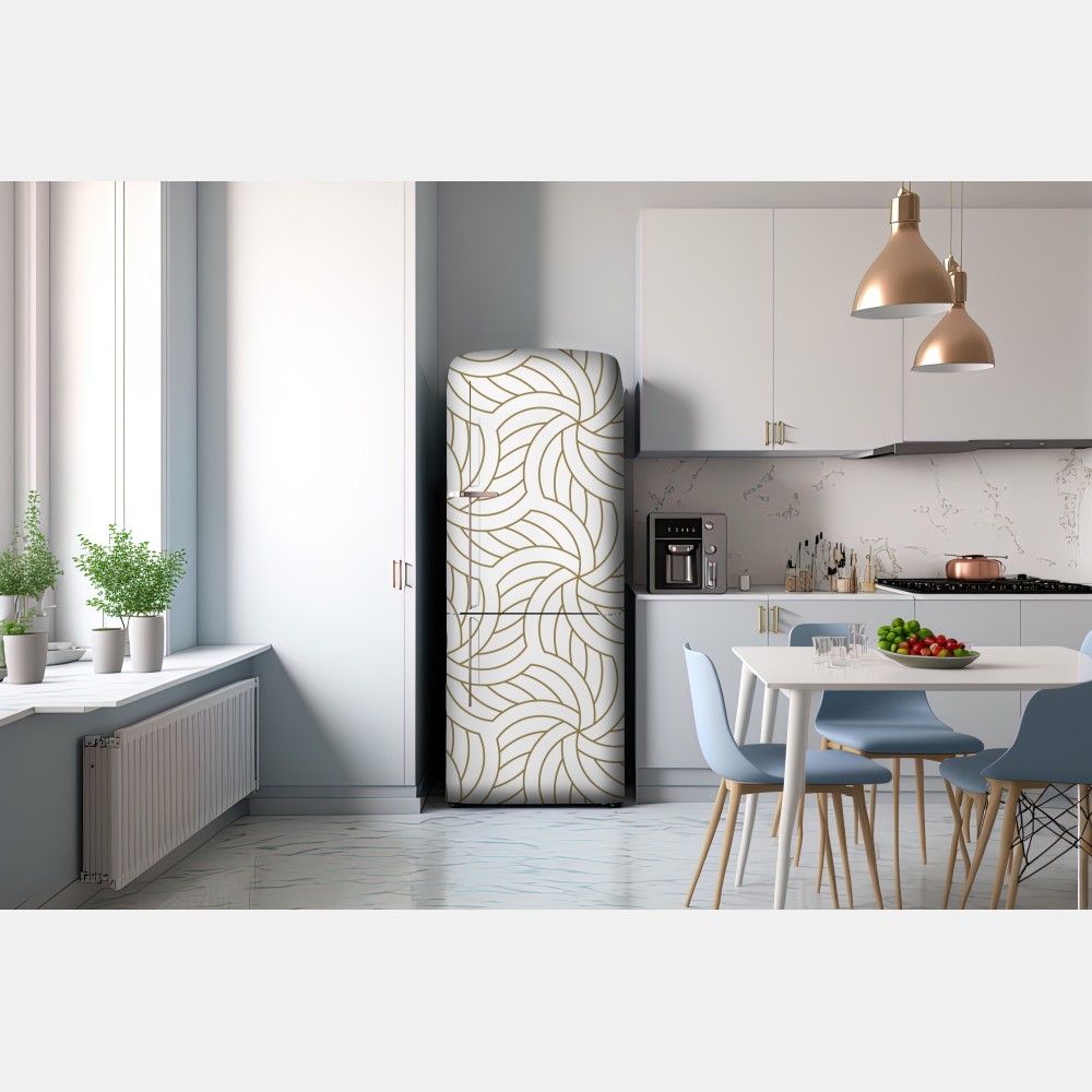 Naklejka na lodówkę złoty geometryczny wzór spiralny – Wallissimo® Naklejka na lodówkę złoty geometryczny wzór spiralny – Wallissimo®