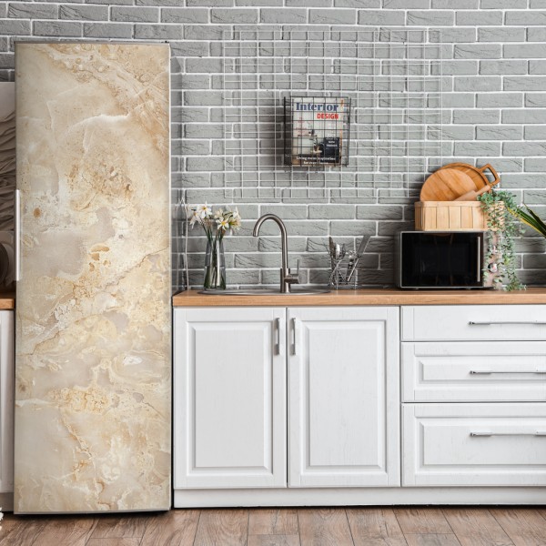 Naklejka na lodówkę jasny żółty wzór w kropki do pokoju – Wallissimo®