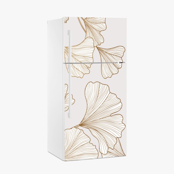 Naklejka na lodówkę delikatny złoty wzór miłorzębu