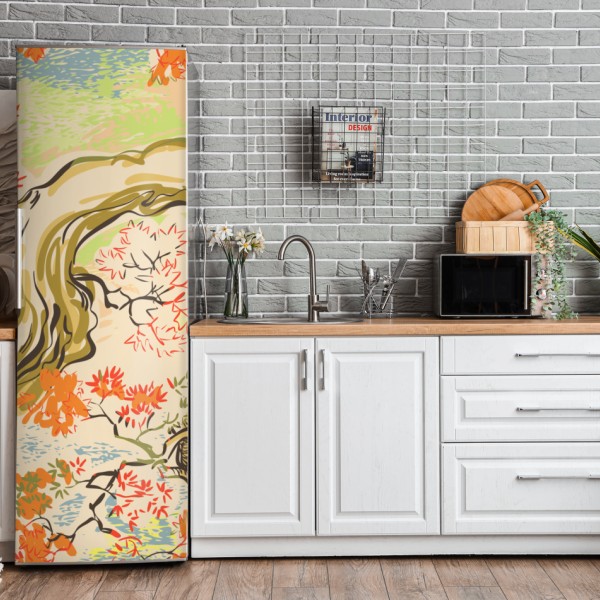 Naklejka na lodówkę złota grzęda górska o zachodzie słońca – Wallissimo®