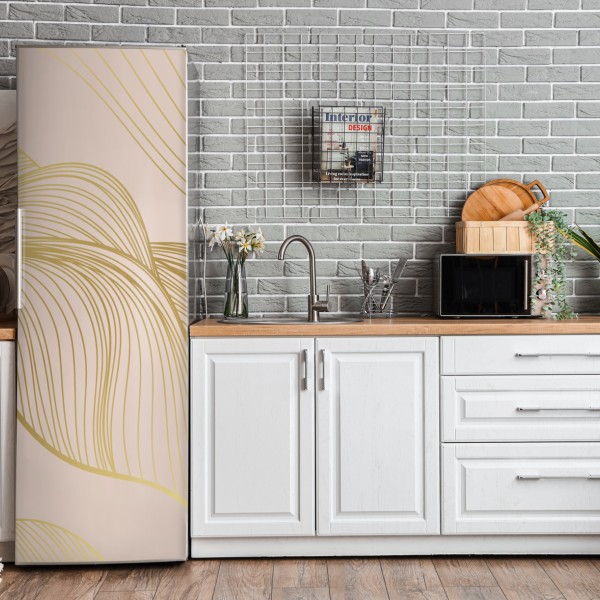 Naklejka na lodówkę delikatna gałązka kwitnącej moreli na czarnym tle – Wallissimo®