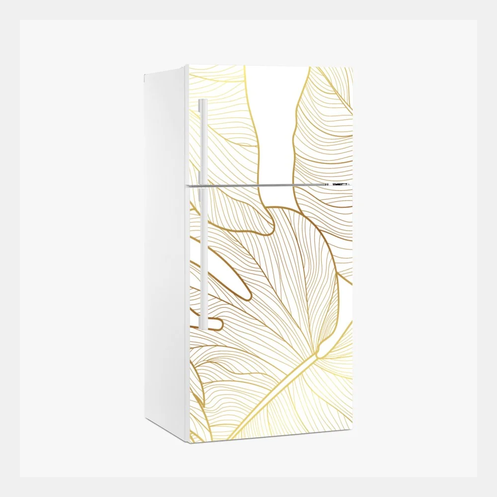 Naklejka na lodówkę złote botaniczne rysunki liści – Wallissimo® Naklejka na lodówkę złote botaniczne rysunki liści – Wallissimo®