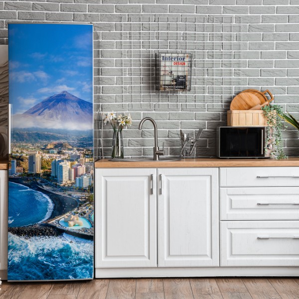 Naklejka na lodówkę powietrzny widok turkusowej plaży na Nusa Penida – Wallissimo®