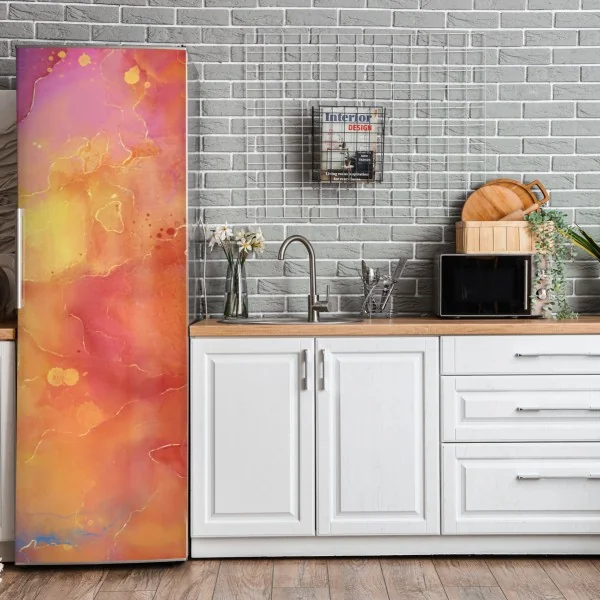 Naklejka na lodówkę zabawny tropikalny wzór geometryczny – Wallissimo®