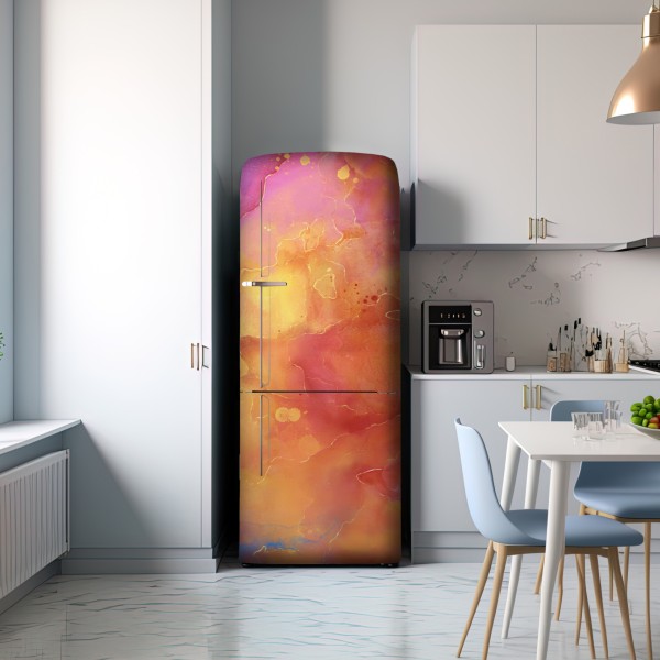 Naklejka na lodówkę żywa akwarelowa abstrakcja w ciepłych barwach – Wallissimo® Naklejka na lodówkę żywa akwarelowa abstrakcja w ciepłych barwach – Wallissimo®