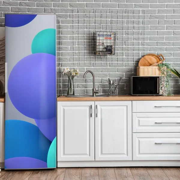 Naklejka na lodówkę turkusowy wzór łusek z złotymi detalami – Wallissimo®