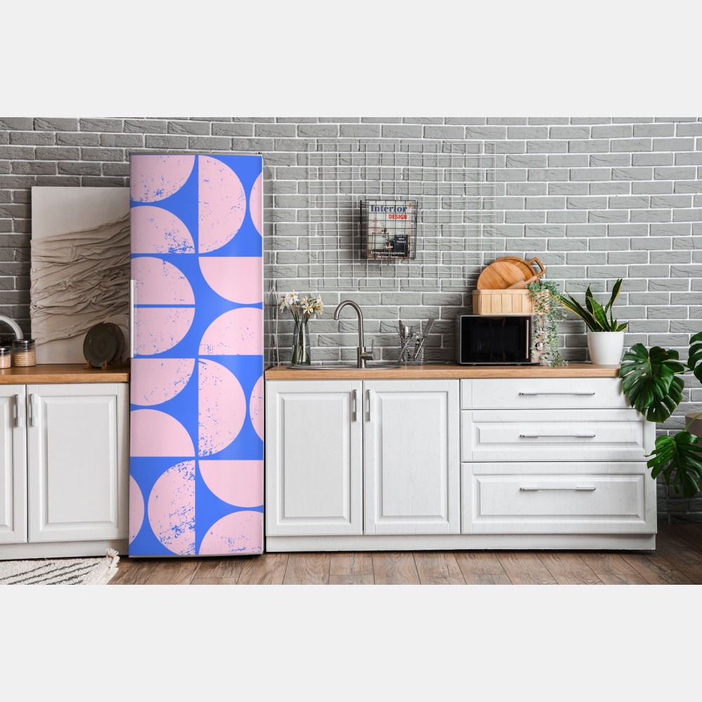 Naklejka na lodówkę pastelowy geometryczny wzór z kołami – Wallissimo® Naklejka na lodówkę pastelowy geometryczny wzór z kołami – Wallissimo®