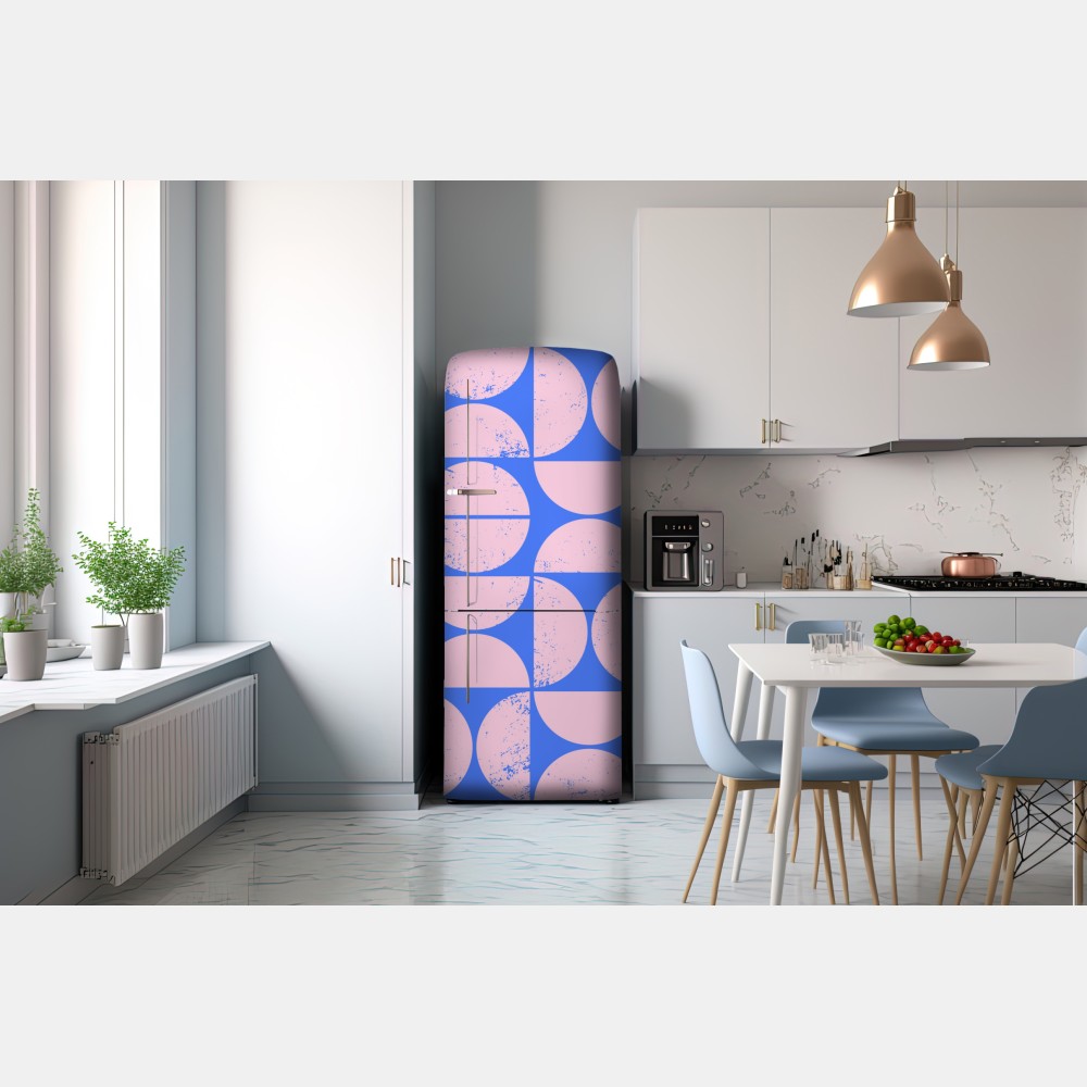 Naklejka na lodówkę pastelowy geometryczny wzór z kołami – Wallissimo® Naklejka na lodówkę pastelowy geometryczny wzór z kołami – Wallissimo®