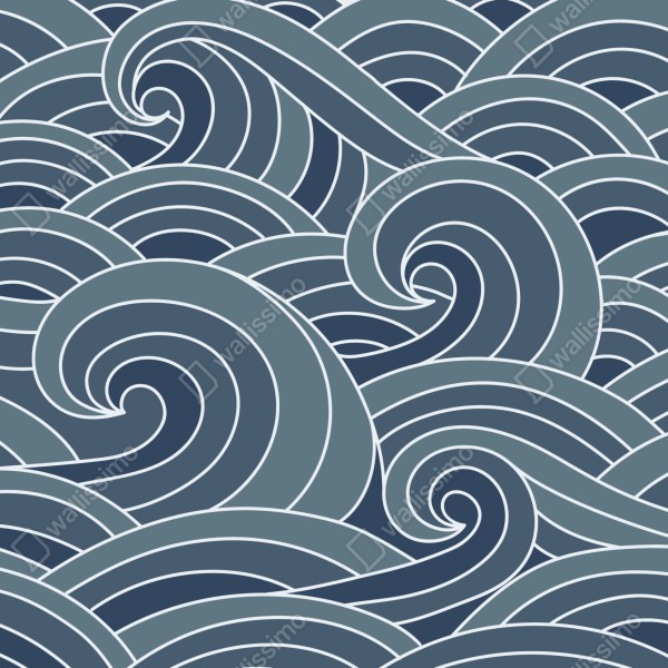 Naklejka na lodówkę stylizowany wzór fal morskich – Wallissimo® Naklejka na lodówkę stylizowany wzór fal morskich – Wallissimo®