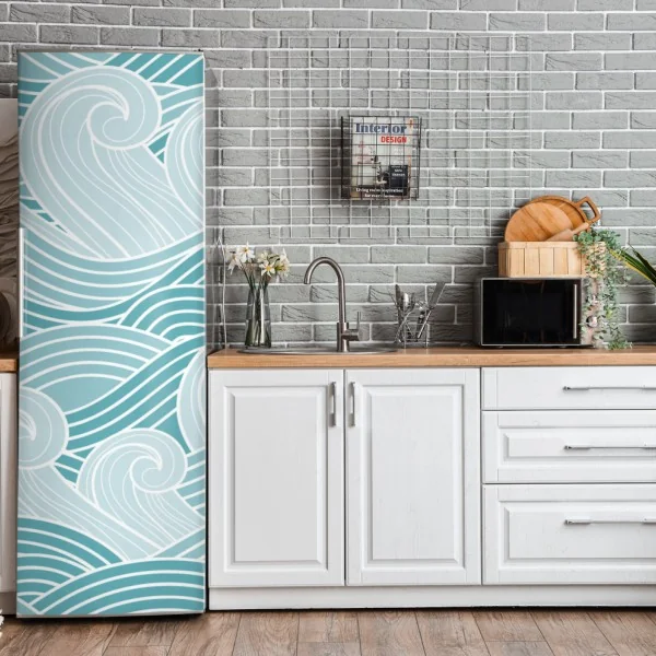 Naklejka na lodówkę biały marmur ze złotymi żyłkami – Wallissimo®