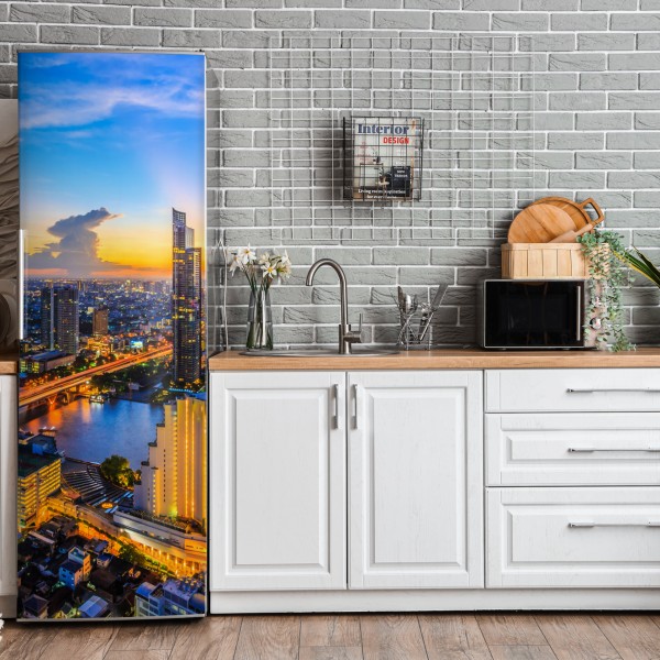 Naklejka na lodówkę neonowa marmurkowa grafika abstrakcyjna – Wallissimo®