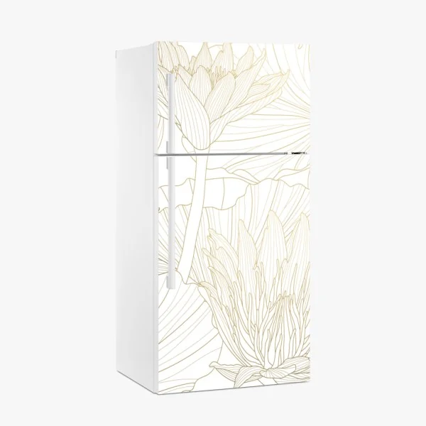 Naklejka na lodówkę delikatny złoty rysunek kwiatowy