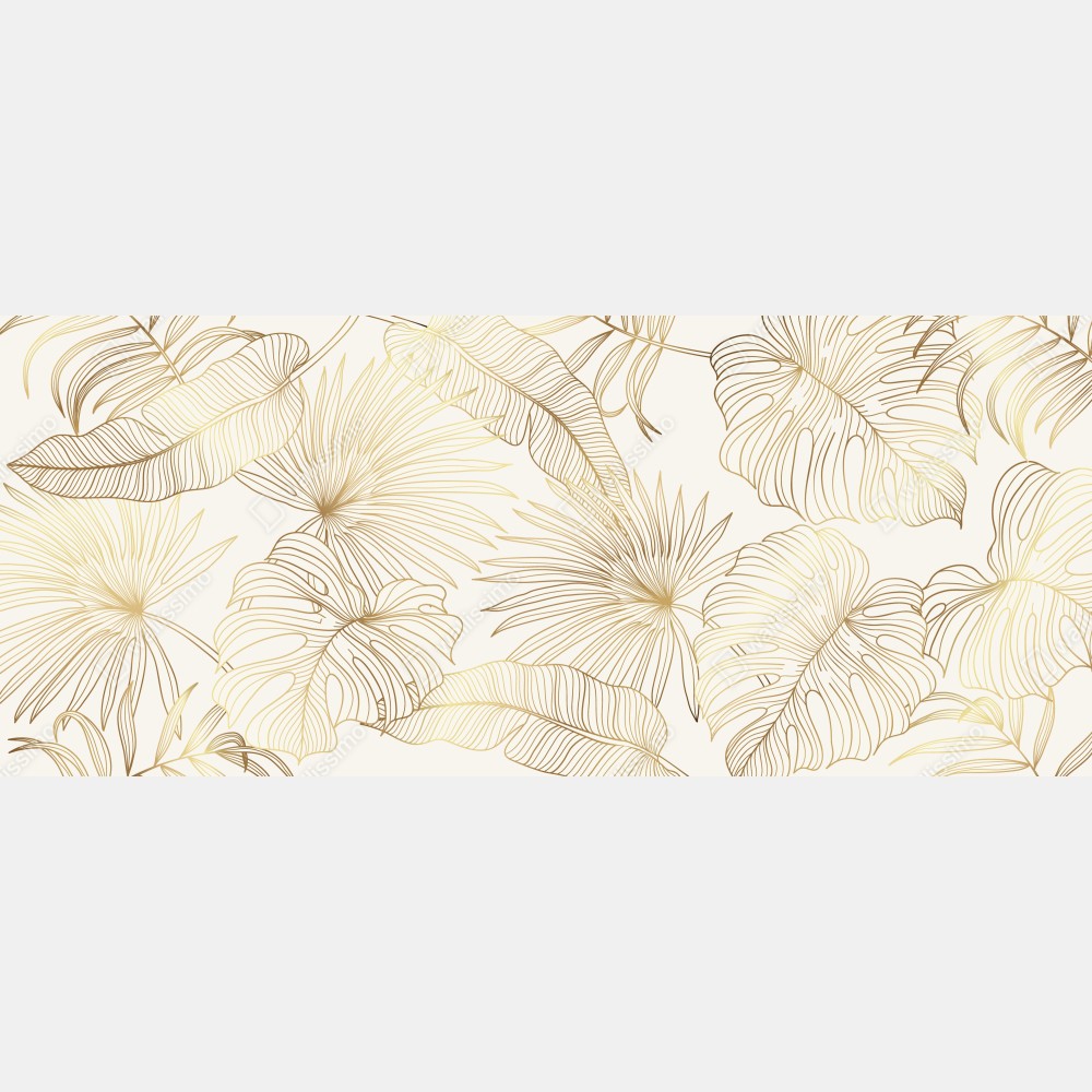 Naklejka na lodówkę złote tropikalne liście na beżowym tle – Wallissimo® Naklejka na lodówkę złote tropikalne liście na beżowym tle – Wallissimo®