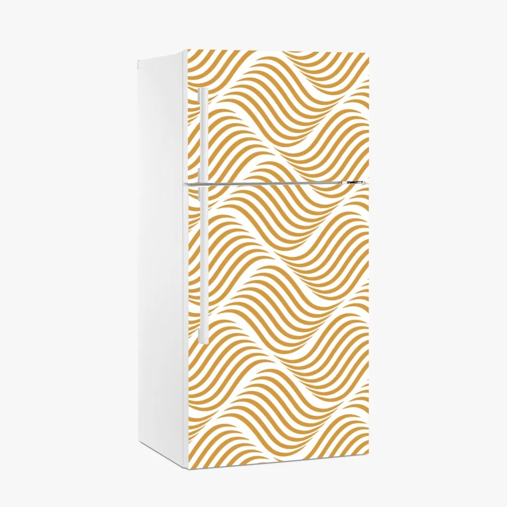 Naklejka na lodówkę złoty wzór falowy do dekoracji ściennej – Wallissimo® Naklejka na lodówkę złoty wzór falowy do dekoracji ściennej – Wallissimo®