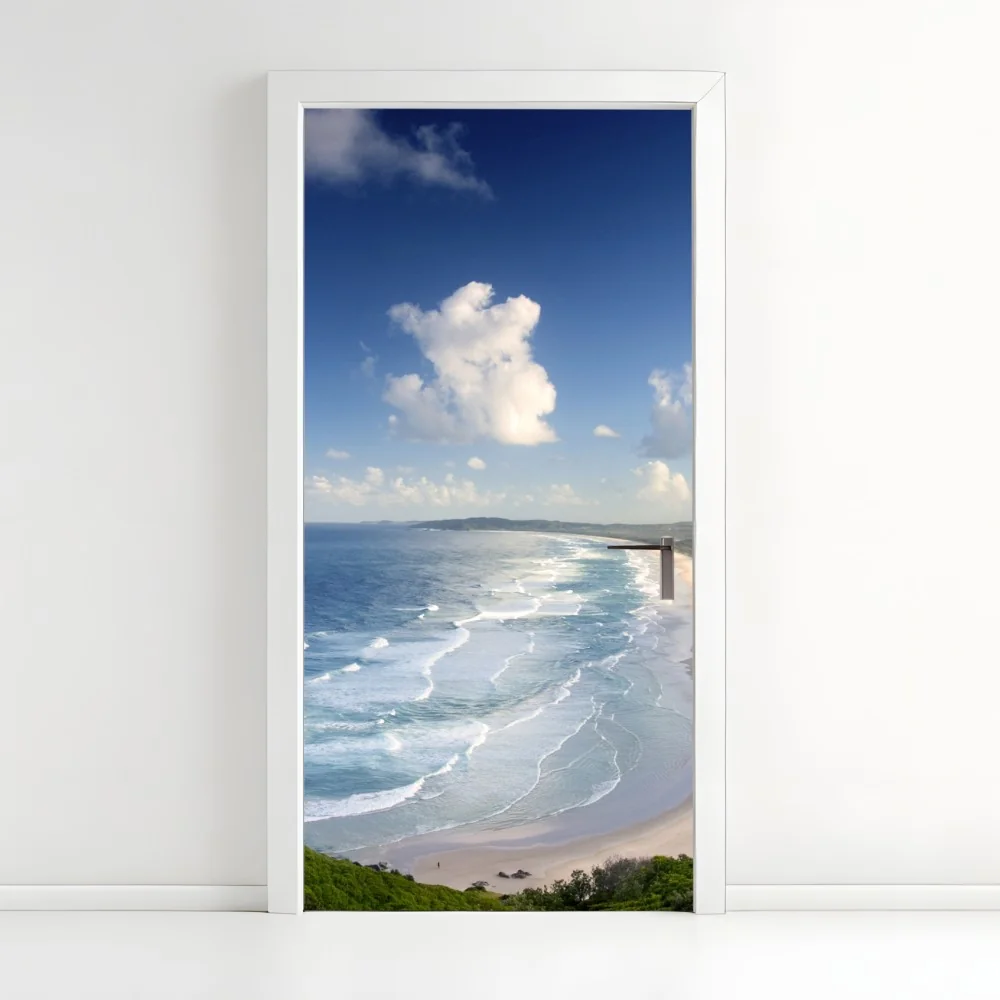 Naklejka na drzwi panorama wybrzeża Byron Bay – Wallissimo® Naklejka na drzwi panorama wybrzeża Byron Bay – Wallissimo®