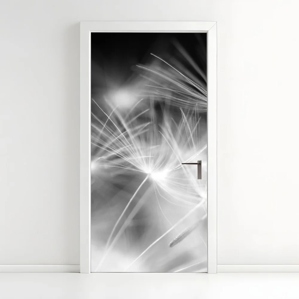 Naklejka na drzwi delikatne nasiona dmuchawca czarno-białe – Wallissimo® Naklejka na drzwi delikatne nasiona dmuchawca czarno-białe – Wallissimo®