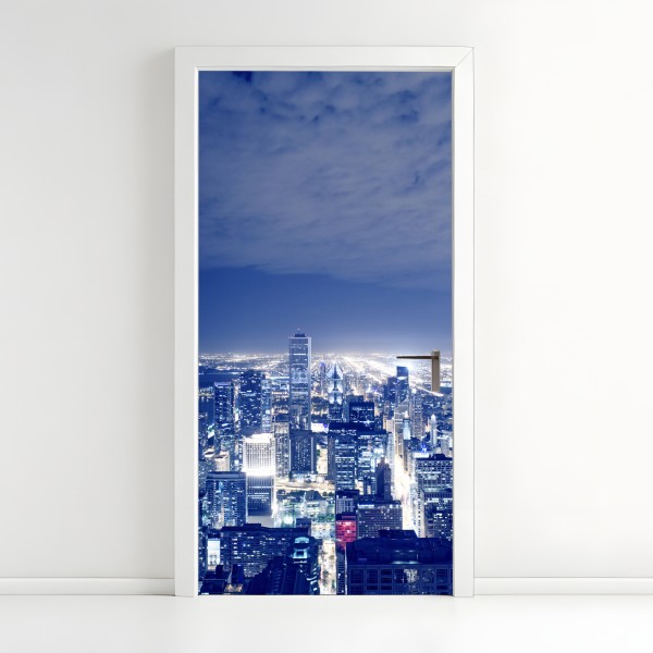 Naklejka na drzwi falisty wzór architektoniczny w odcieniach szarości – Wallissimo®