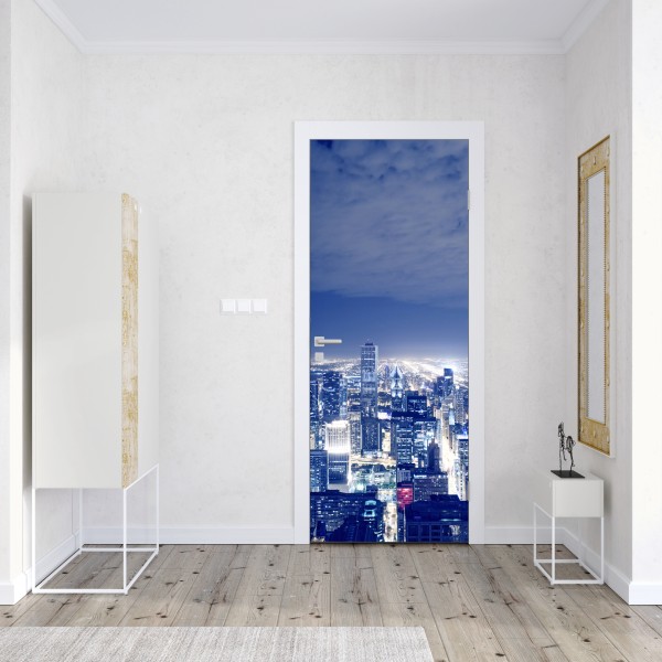 Naklejka na drzwi Chicago nocna panorama miasta – Wallissimo® Naklejka na drzwi Chicago nocna panorama miasta – Wallissimo®