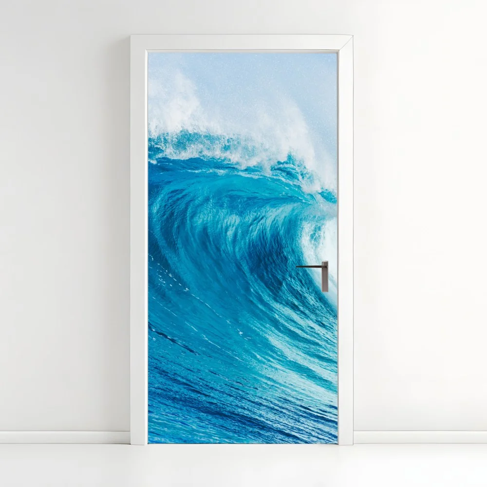 Naklejka na drzwi majestatyczna niebieska fala oceaniczna – Wallissimo® Naklejka na drzwi majestatyczna niebieska fala oceaniczna – Wallissimo®